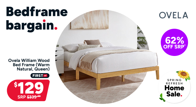 Ovela William Wood Bed Frame (Warm Natural, Queen)