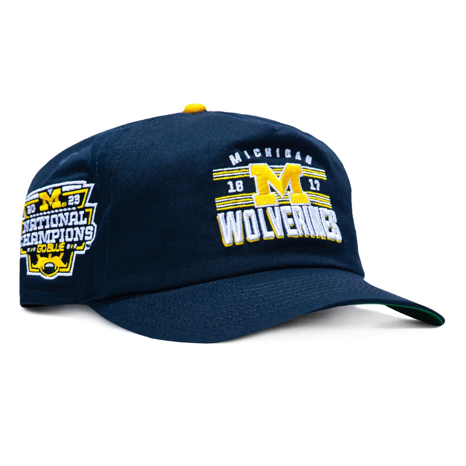 Image of New Era 19Twenty Michigan Wolverines 2023 National Champions Patch EST Word Snapback Pre-Curved Hat - Navy