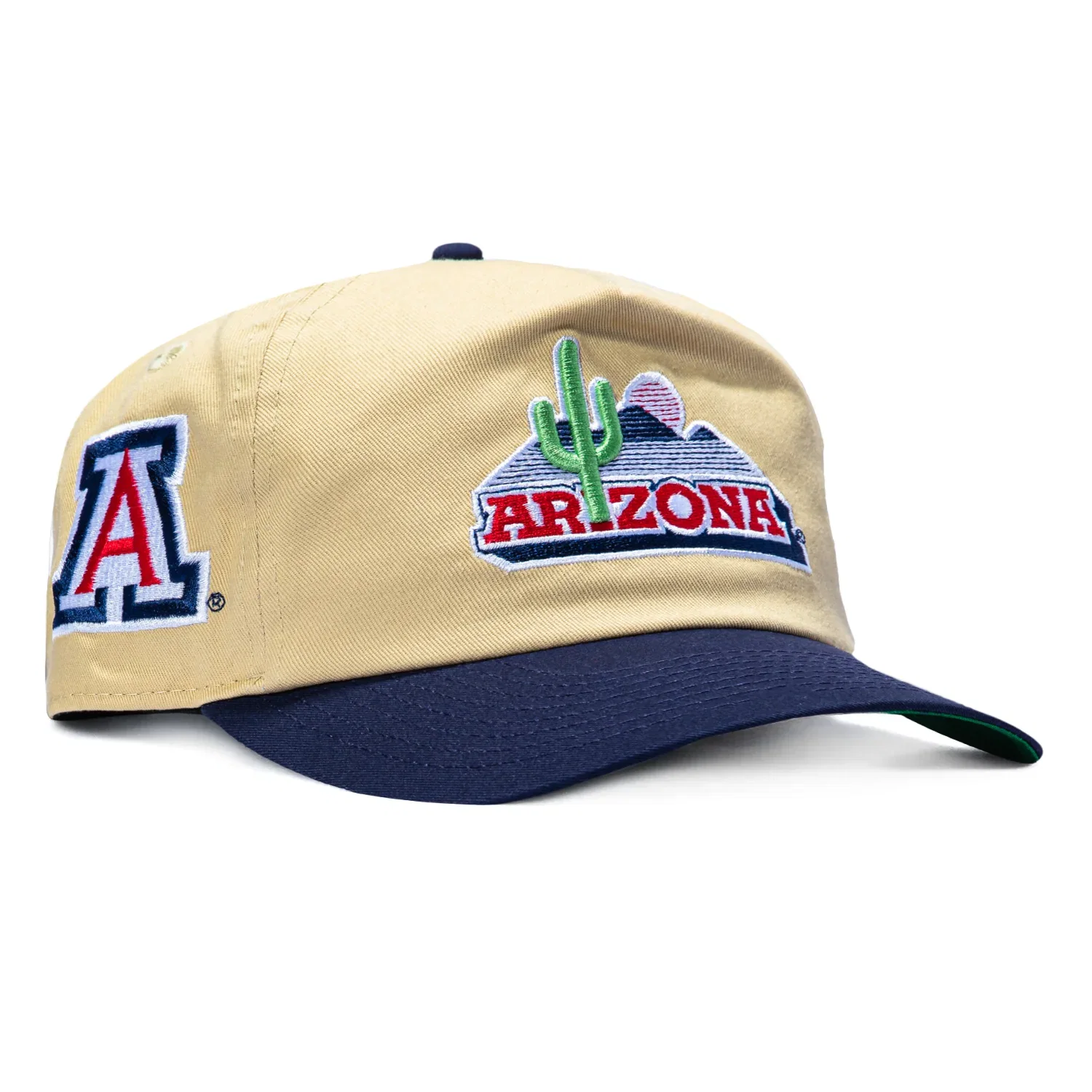 Image of New Era 19Twenty Arizona Wildcats Logo Patch 1989 Snapback Pre-Curved Hat - Tan, Light Navy