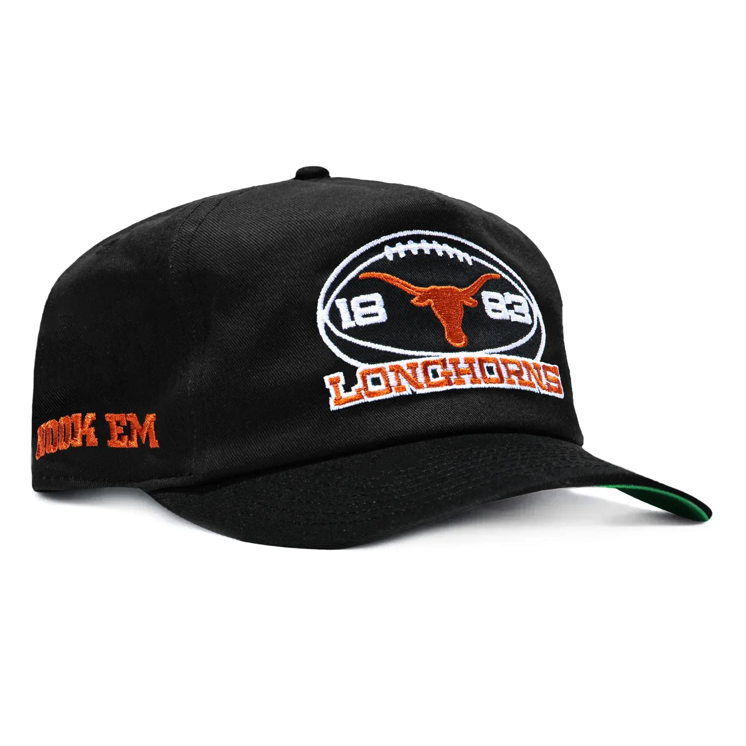 Image of New Era 19Twenty Texas Longhorns Hook Em Patch Football Snapback Pre-Curved Hat - Black