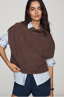 By Anthropologie Enza 100% Cashmere Poncho Sweater Vest