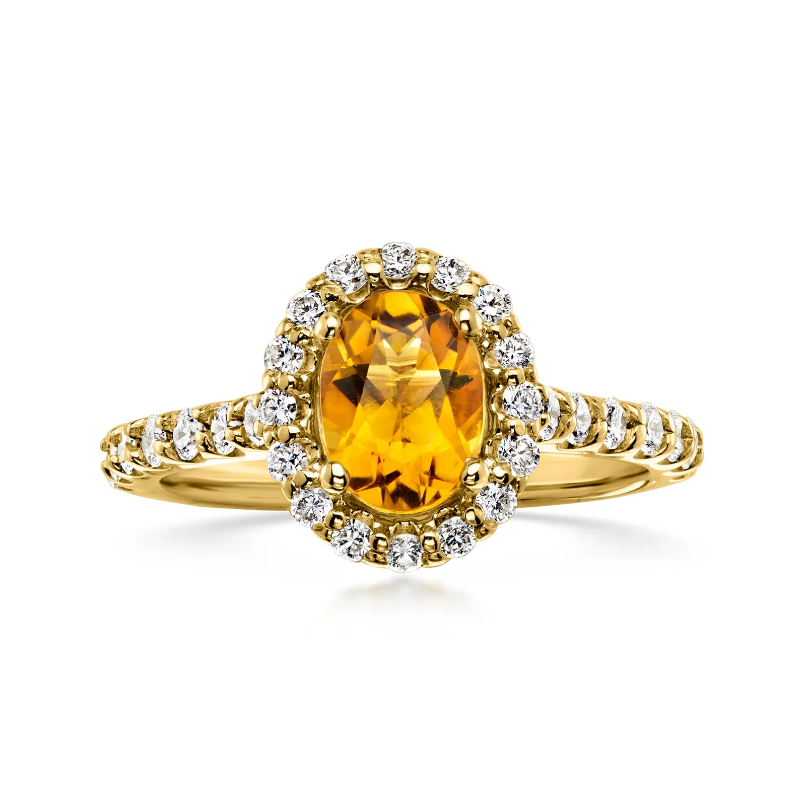 Image of C. 2000 Vintage 1.20 Carat Citrine Ring with .90 ct. t.w. Diamonds in 14kt Yellow Gold. Size 7.25
