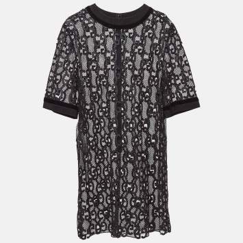 Black GG Macrame Lace Short Dr