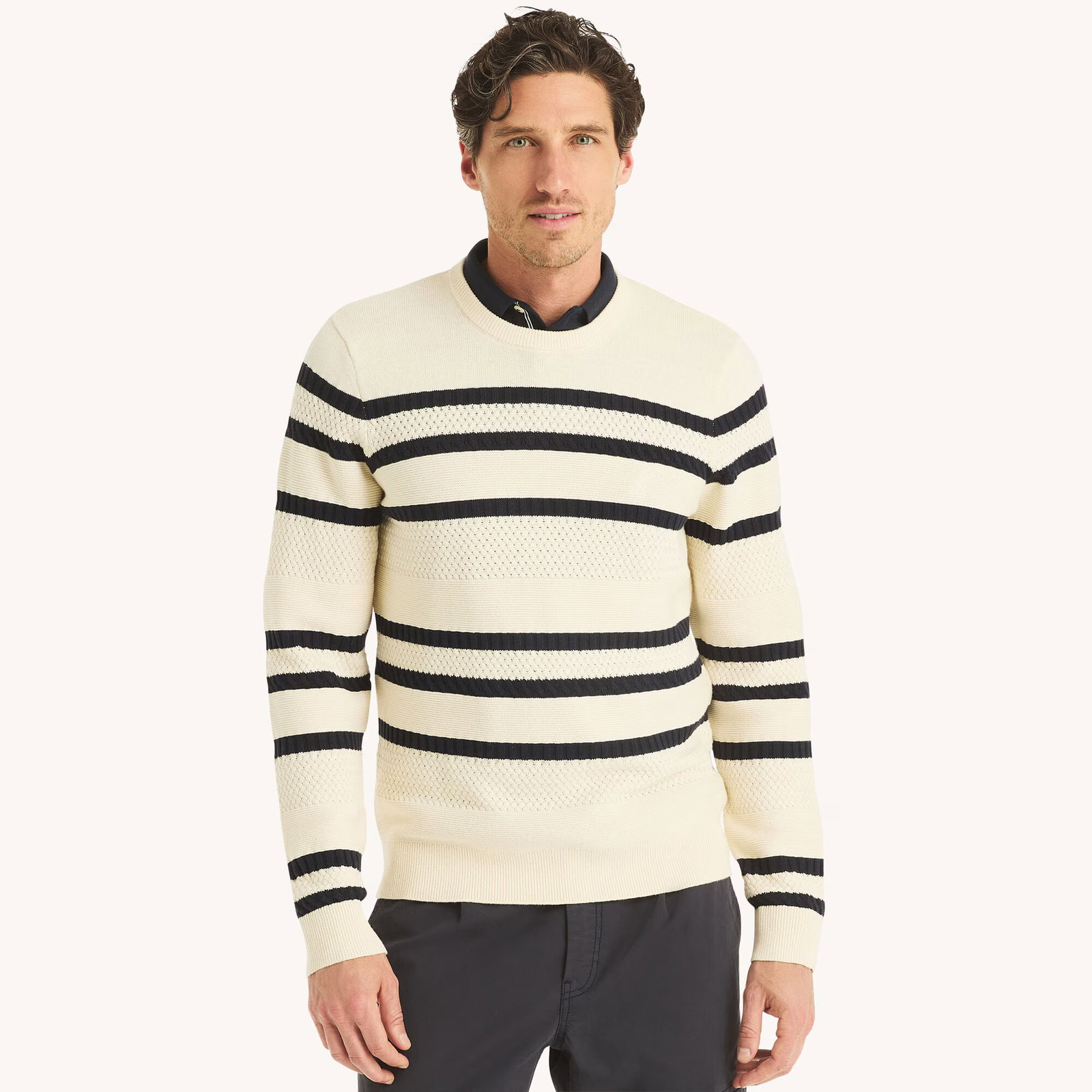 Image of Textured Crewneck Sweater