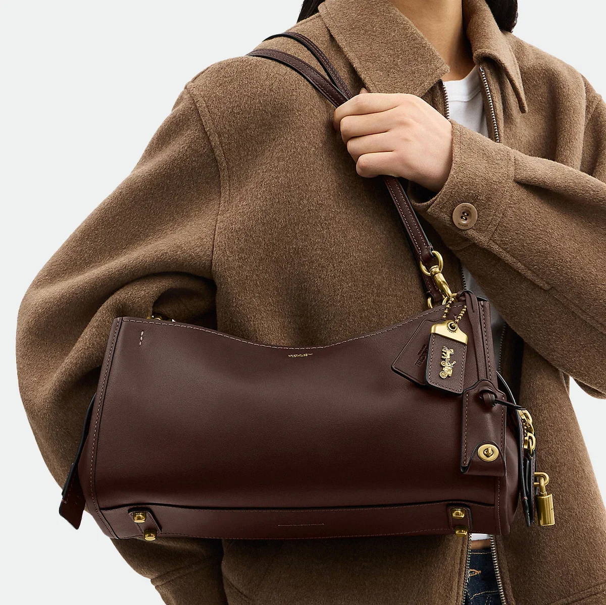 COACH Rogue 34 Soft Leather East-West Shoulder Bag, $695  Online & select stores.