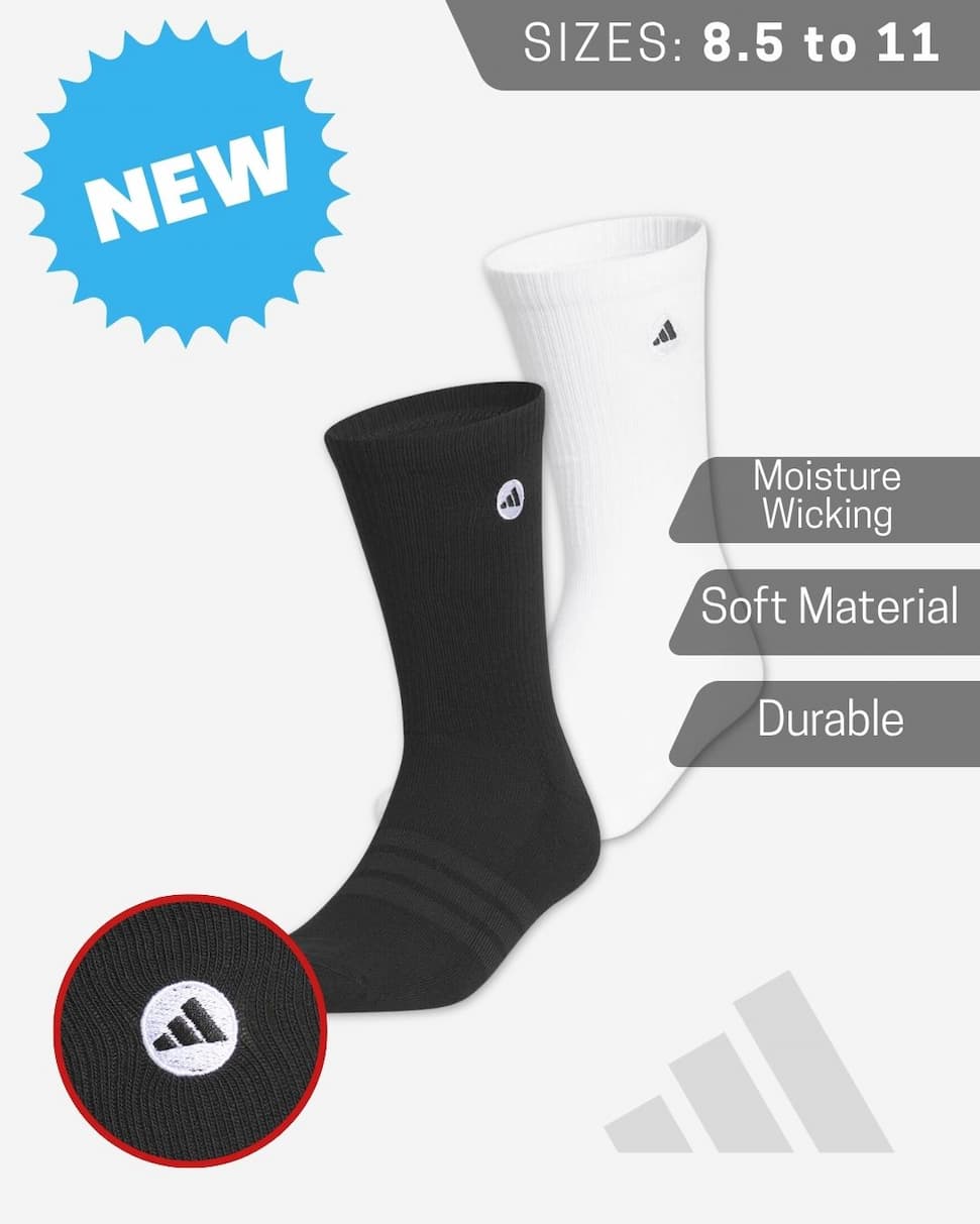 adidas Golf Unisex 2026 Performance Moisture Wicking Durable Crew Socks
