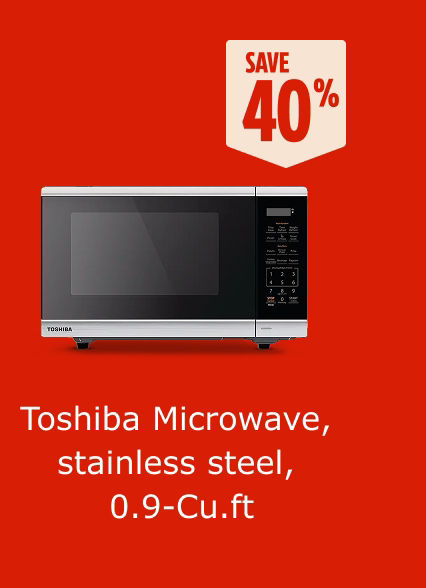 Save 40%. Toshiba Microwave, stainless steel, 0.9-Cu.ft.