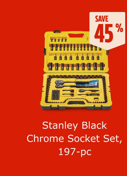 Save 45%. Stanley Black Chrome Socket Set, 197-pc.