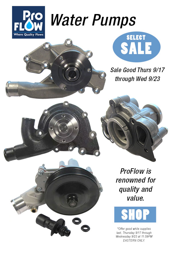 Select Proflow Water Pumps On Sale Through September 23 at 11:59PM Eastern at RoverParts.com