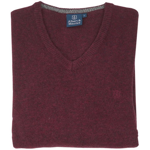 Shop Albert and Maurice Eastnor V Neck Jumper Claret