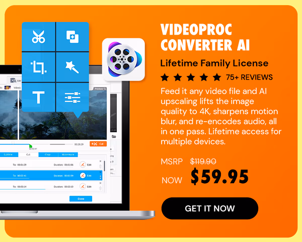 VideoProc Converter AI: Lifetime Family License (For Windows)