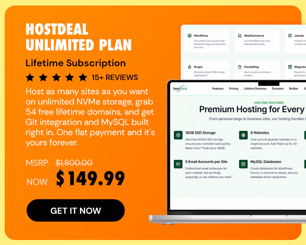 Hostdeal Unlimited Plan: Lifetime Subscription