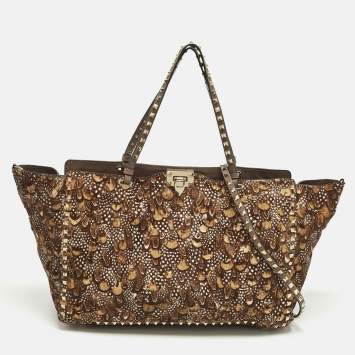Rockstud Trapeze Brown Feather