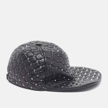 Black Leather Rockstud Cap M