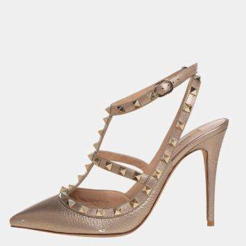 Gold Leather Rockstud  Ankle S