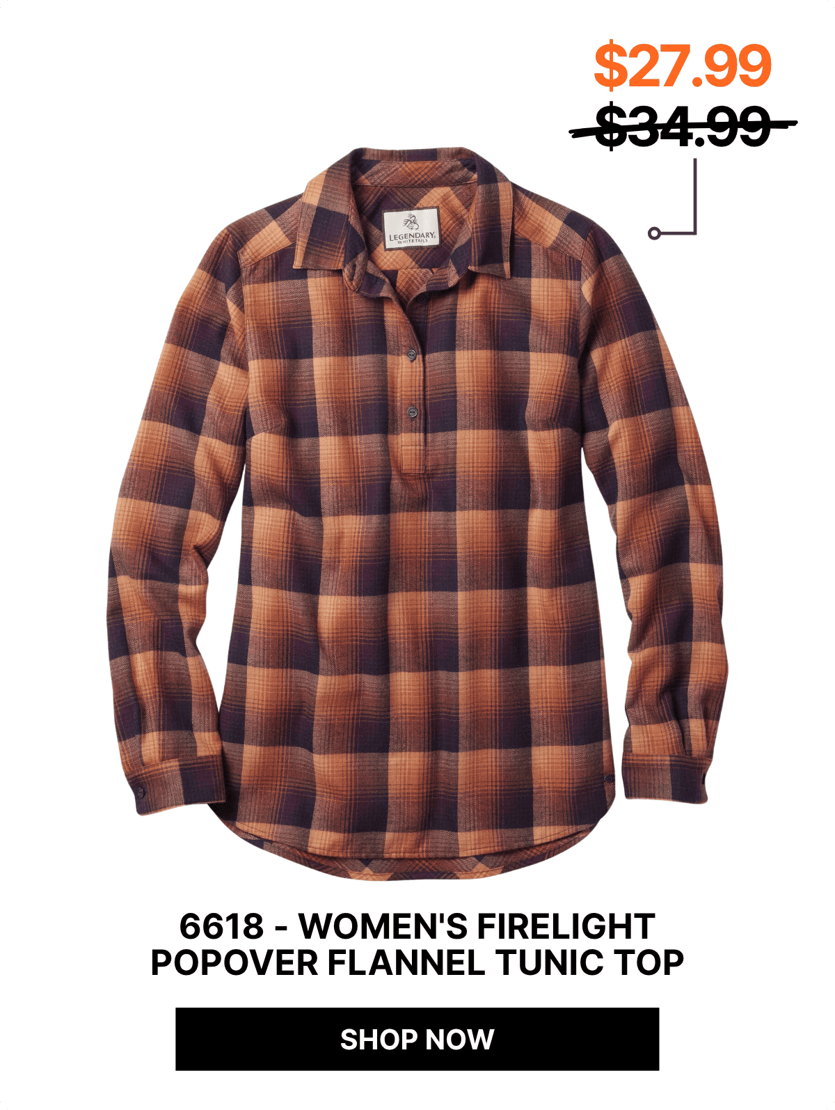 Women's Firelight Popover Flannel Tunic Top