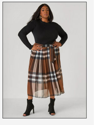 Ribbed And Plaid Maxi Dress