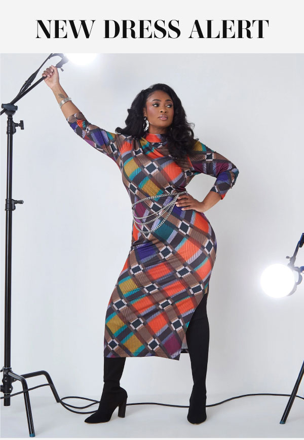 Plaid Mock Neck Maxi Dress