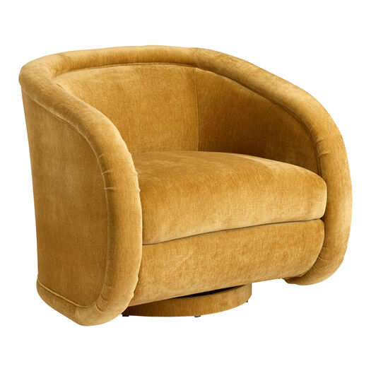 Clive Chenille Barrel Back Upholstered Swivel Chair