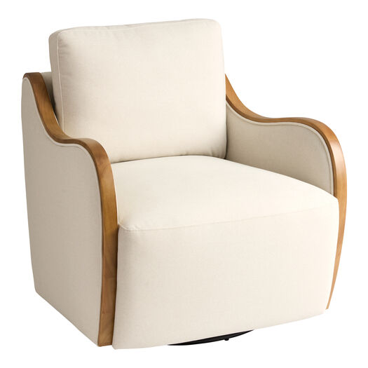 Wilkins Faux Mohair Swoop Upholstered Swivel Chair