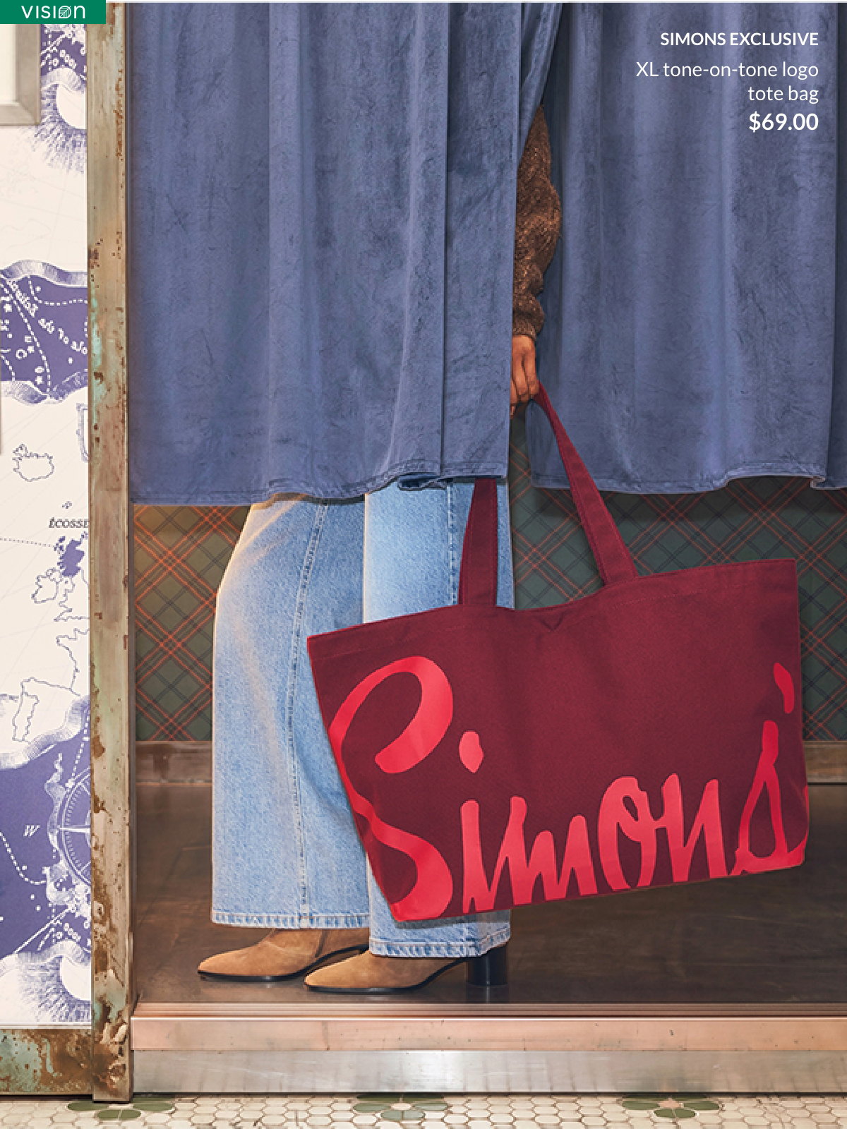 Simons exclusive XL tone-on-tone logo tote bag at 69.00$