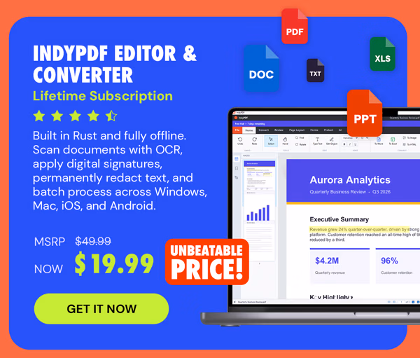 IndyPDF Editor & Converter: Lifetime Subscription
