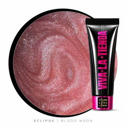 Polygel Viva La Tienda – Eclipse 01 Blood Moon 30ml by Edina Lörinc – roz-nude cu sclipici fin argintiu, aderență puternică, pentru manichiuri de mireasă și ocazii elegante