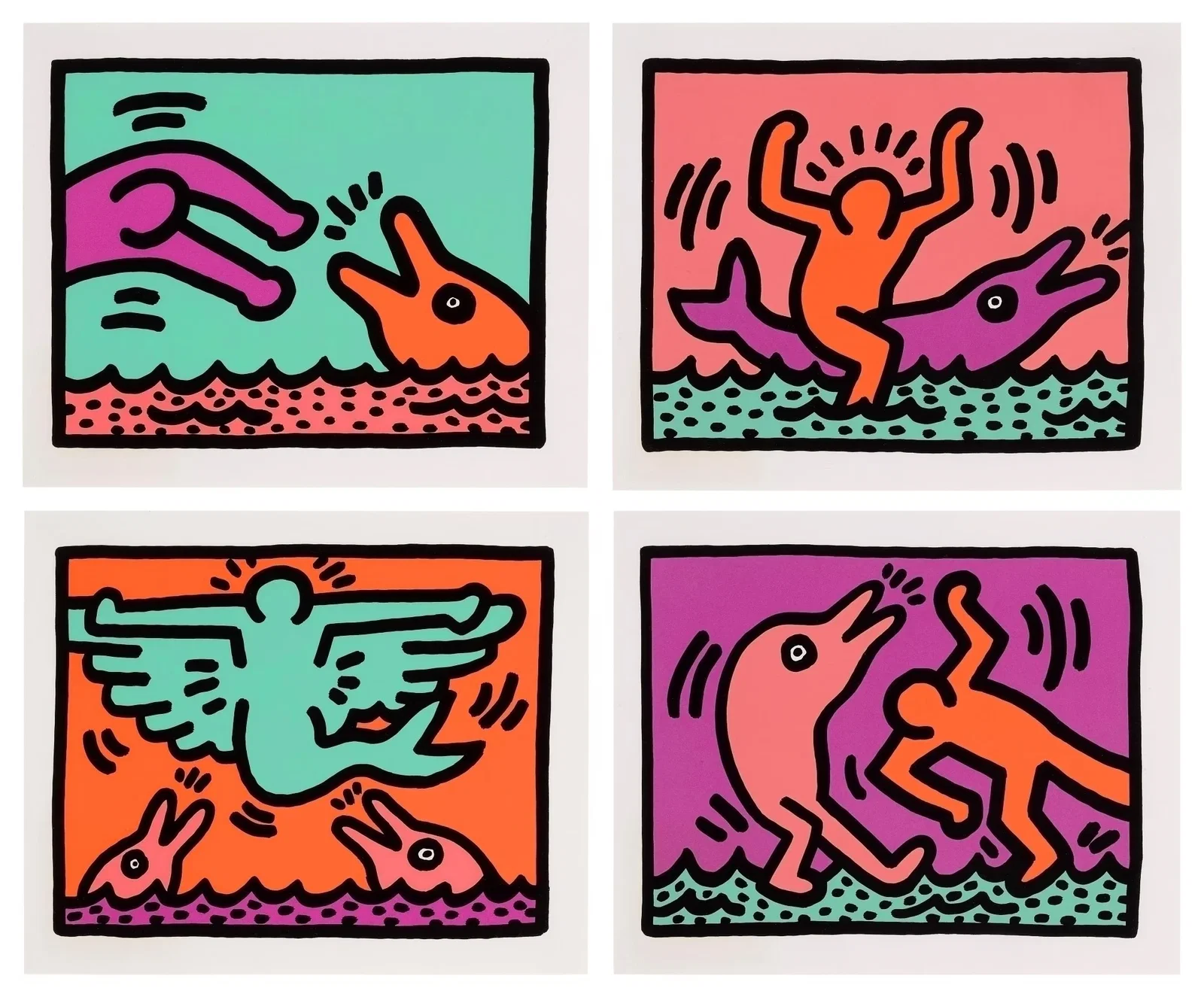 Keith Haring, Pop Shop V (complete set of four works), 1989