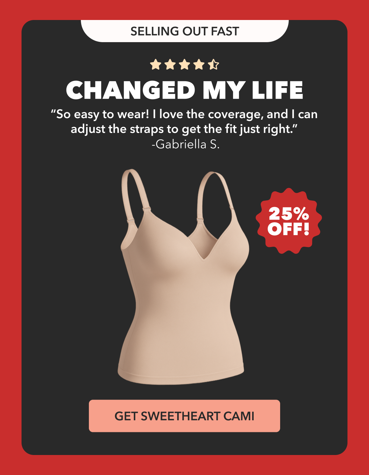 Shapermint Essentials Sweetheart Built-In Bra Shaper Cami