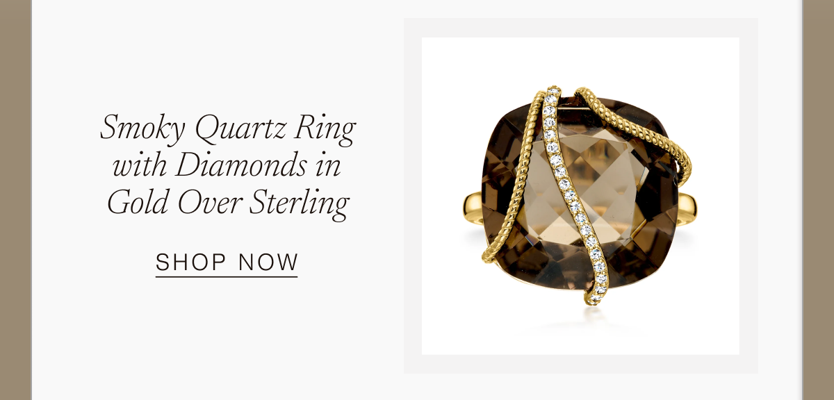 Smoky Quartz Ring with Diamonds in Gold Over Sterling | SHOP NOW
