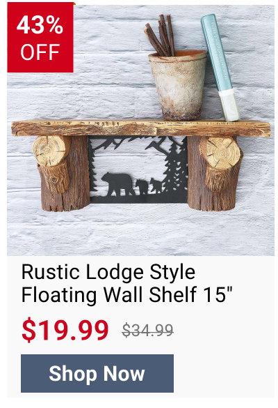 Rustic Lodge Style Floating Wall Shelf 15"