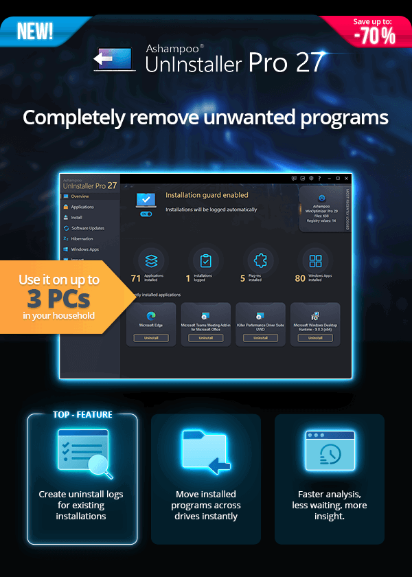 Ashampoo® UnInstaller Pro 27 | Completely remove unwanted programs