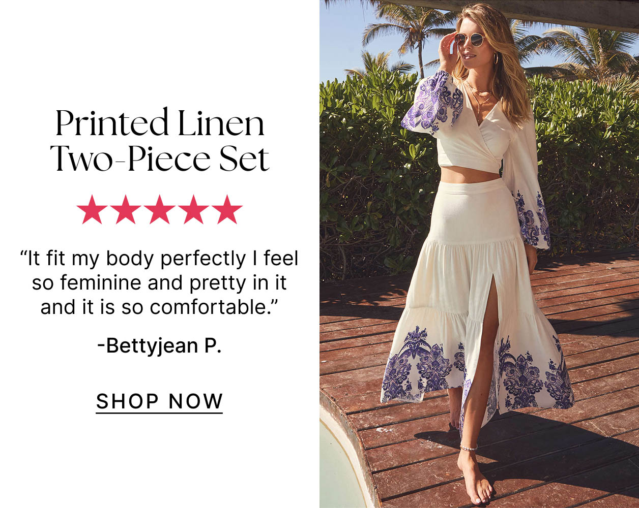 Printed Linen Two-Piece Set