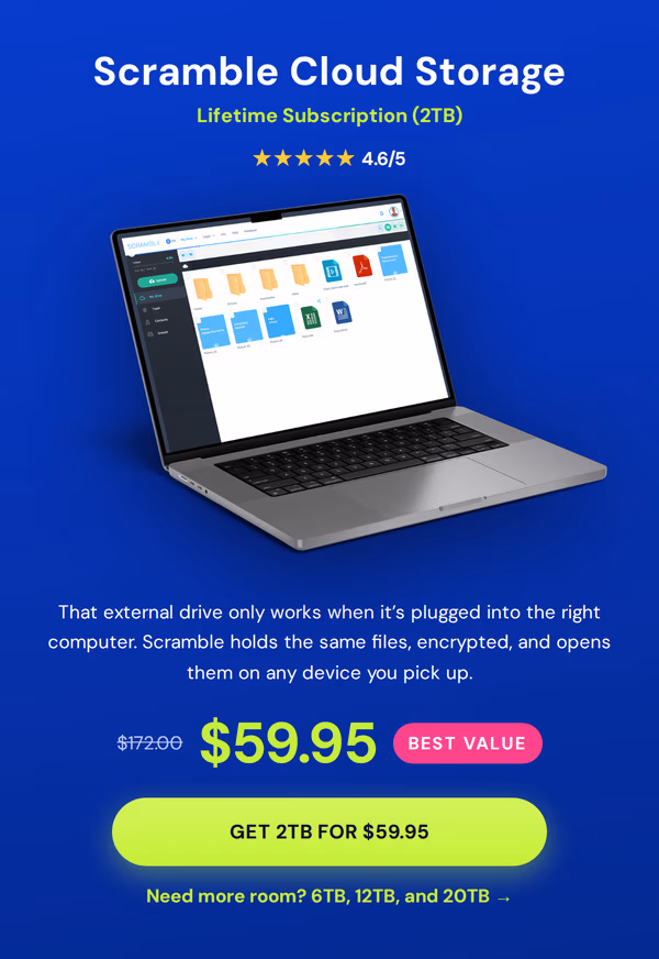 Scramble Cloud Storage Lifetime Subscription (2TB)