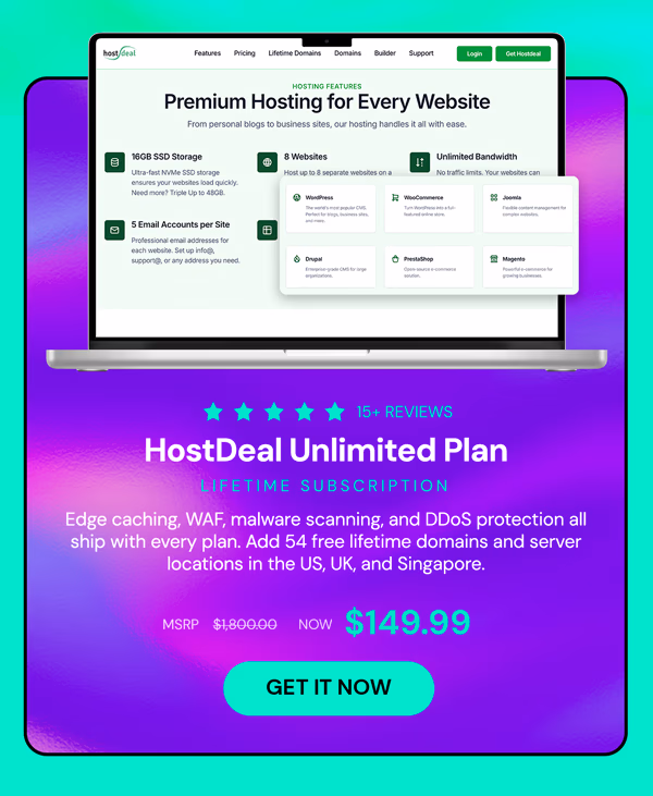 Hostdeal Unlimited Plan: Lifetime Subscription