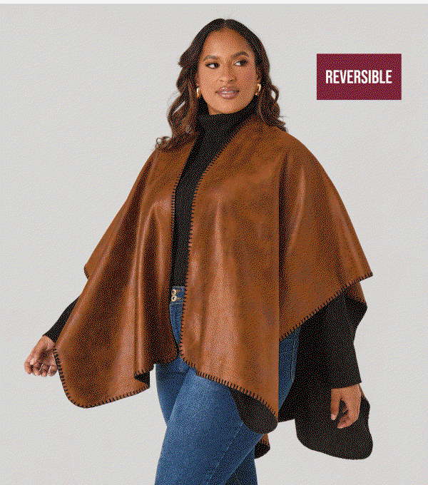 Reversible Faux Suede Ruana