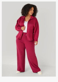 Pull On Ribbed Wide Leg Pants