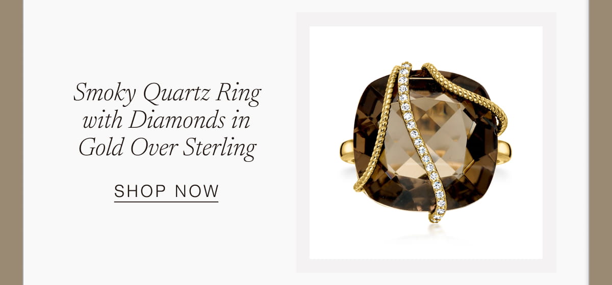 Smoky Quartz Ring with Diamonds in Gold Over Sterling | SHOP NOW
