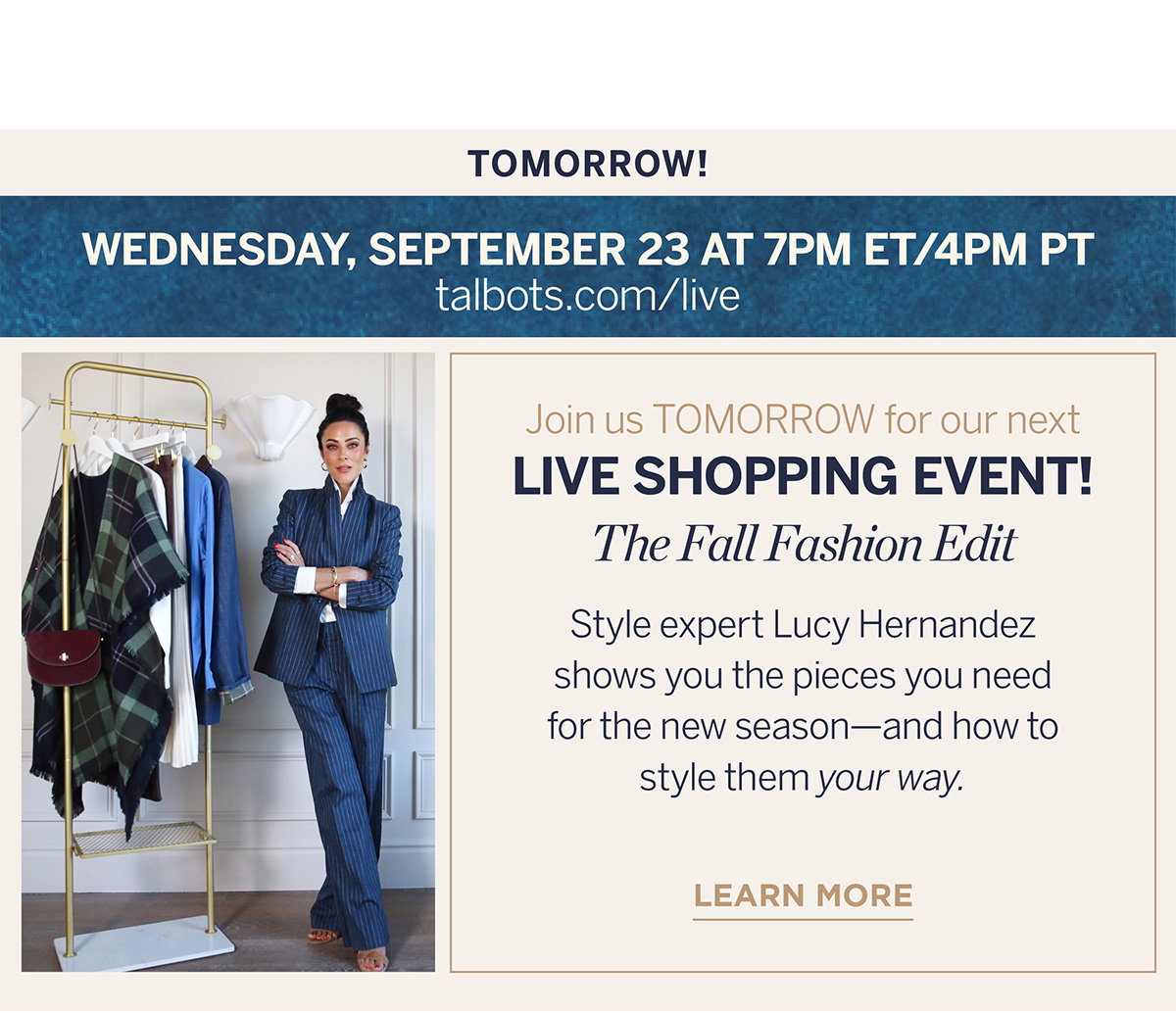 Tomorrow! Wednesday, September 23 at 7pm ET/4pm PT Live Shopping Event | Learn More