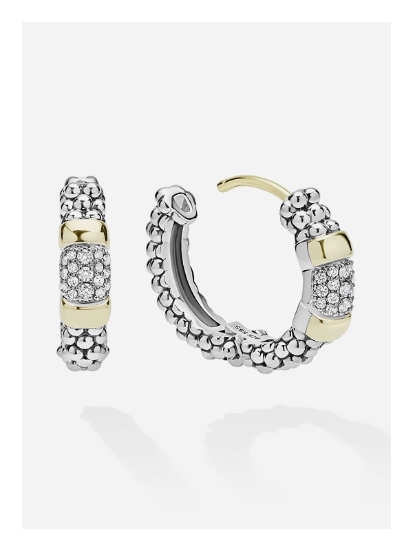 Two-Tone Diamond Huggie Earrings