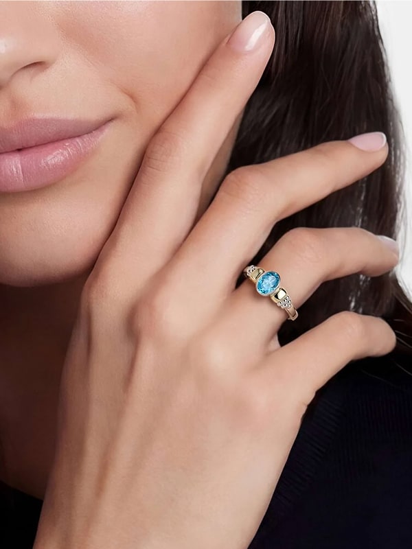 Swiss blue topaz ring