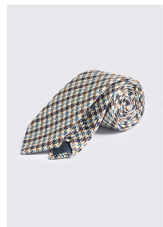 Italian Blue & Rust Silk Puppytooth Tie