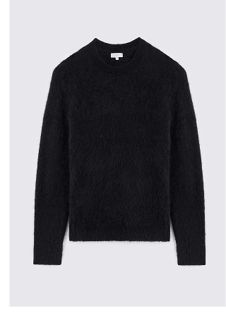 Black Alpaca Crew-Neck Jumper