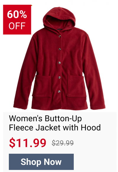 Women's Button-Up Fleece Jacket with Hood