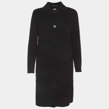 Black Felt Mid-Length Coat S