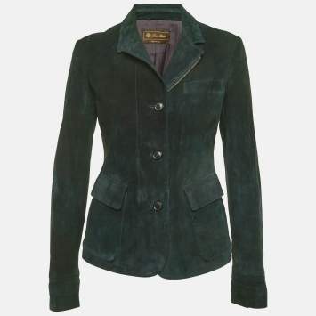 Blue Suede Zip-Up Jacket M