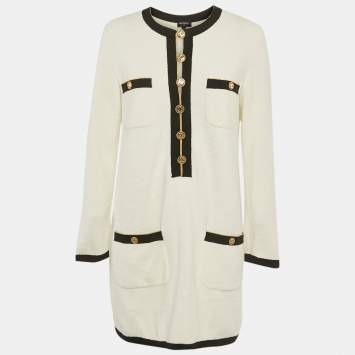 White Cotton Terry Button Deta