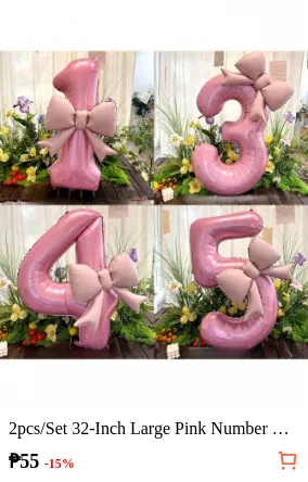 2pcs/Set 32-Inch Large Pink Number...