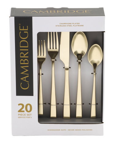 20pc Stainless Steel Marlise Flatware Set | Gold