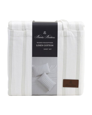 Linen And Cotton Blend Washed Sheet Set | Sage | Size: King | Cotton/Cotton